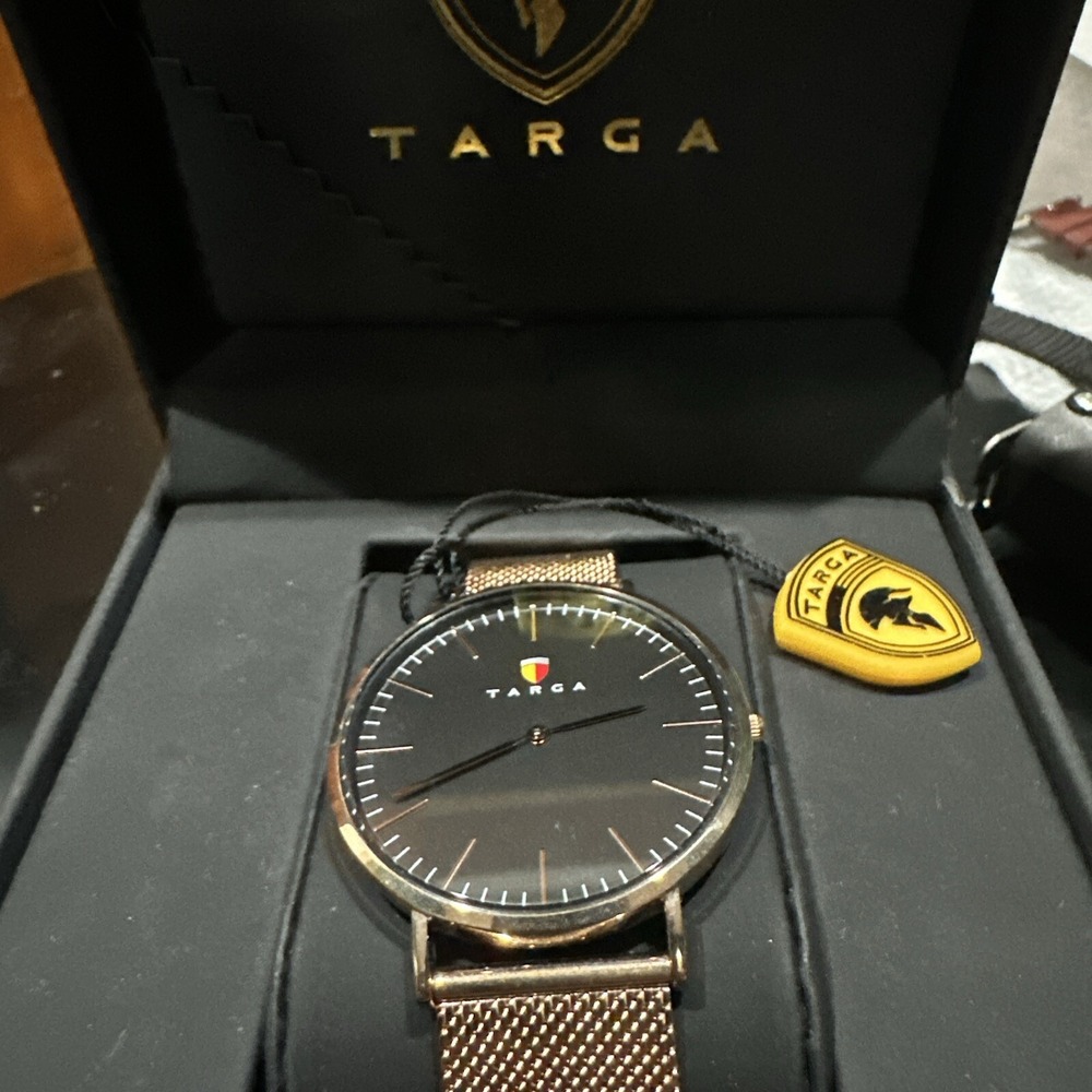 NEW TARGA Gold‎ Steel Black Dial Unisex Watch 41mm Gold-Tone Stainless Mesh Band